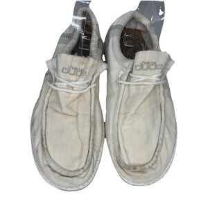 Hey Dude Men's Wally Linen Natural‎ White Comfort Casual Shoes Sz 13 Lightweight